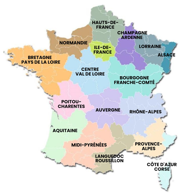 Carte des régions AICVF